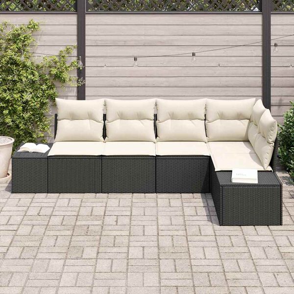 vidaXL Tuin Sofa Set 5 pcs Zwart poly rattan