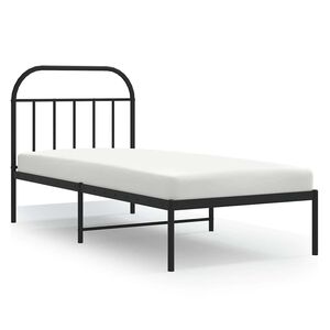 vidaXL Bedframe met hoofdbord metaal zwart 90x200 cm