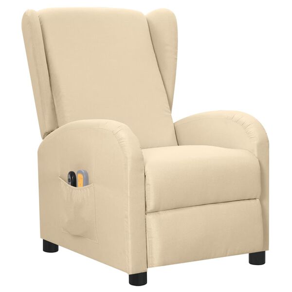 vidaXL Massagestoel elektrisch stof crèmekleurig