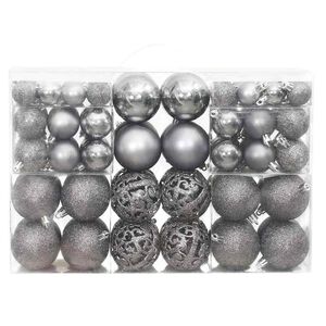 vidaXL Kerstballen 100 st 3/4/6 cm grijs