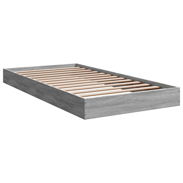 vidaXL Bedframe bewerkt hout grijs sonoma eikenkleurig 90x190 cm