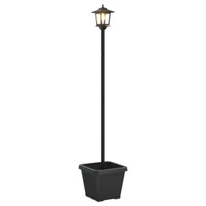 vidaXL Solarlantaarnpaal met plantenbak warm wit 32 x 32 x 158 cm