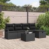 vidaXL Bankstel met kussen met opslag 6 pcs Zwart poly rattan
