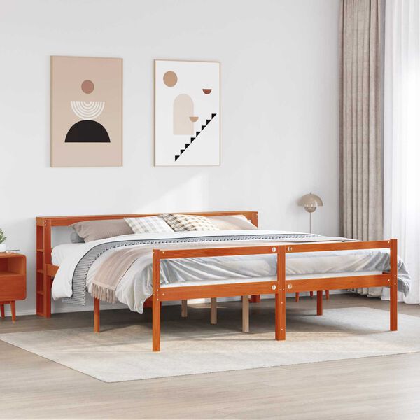 vidaXL Bedframe met hoofdeinde 2 pcs Wasbruin Massief Vurenhout