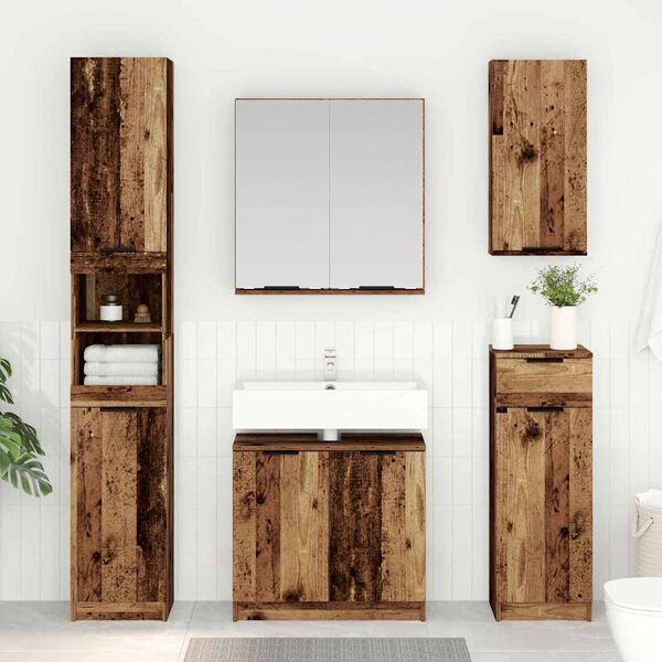 vidaXL Badkamerkastenset met plank 3 pcs Oud Hout Bewerkt hout