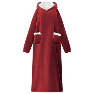 vidaXL Deken hoodie Bordeaux Rood L Fleece en Flanel