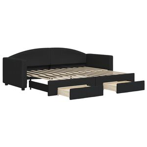 vidaXL Slaapbank met onderschuifbed en lades 80x200 cm stof zwart