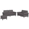 vidaXL 3-delige Loungeset met kussens kunstleer grijs