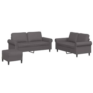 vidaXL 3-delige Loungeset met kussens kunstleer grijs