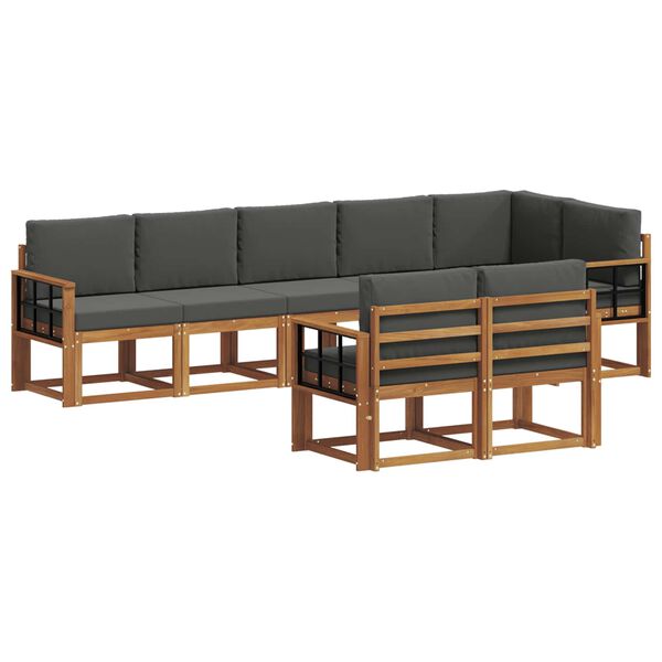 vidaXL Buiten bankenset met kussen 8 pcs Natuurlijk en Antraciet