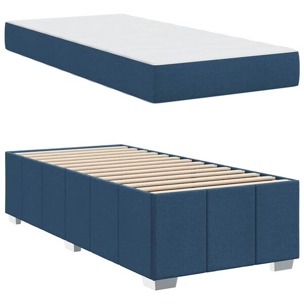 vidaXL Bedframe met matras Blauw 120 x 190 cm Stof