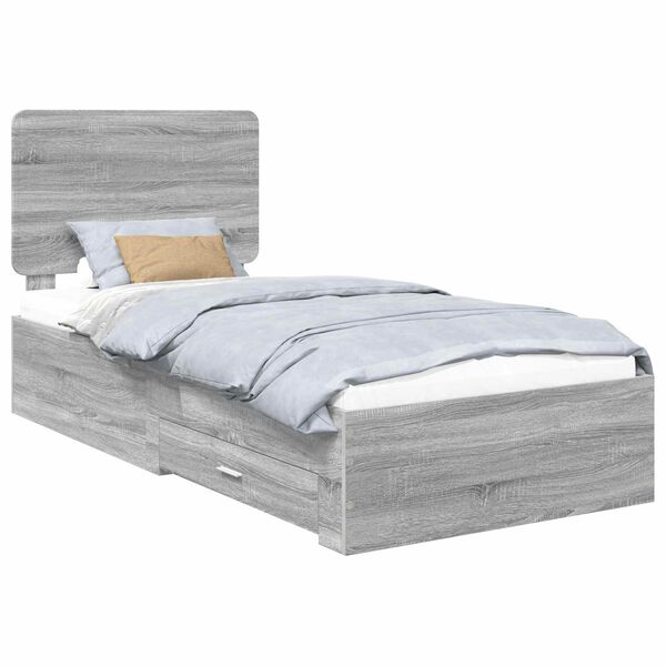 vidaXL Bedframe met hoofdeinde Grijs Sonoma 90 x 190 cm Bewerkt hout
