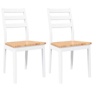 vidaXL Eetkamerstoelen 2 st massief hout rubber wit