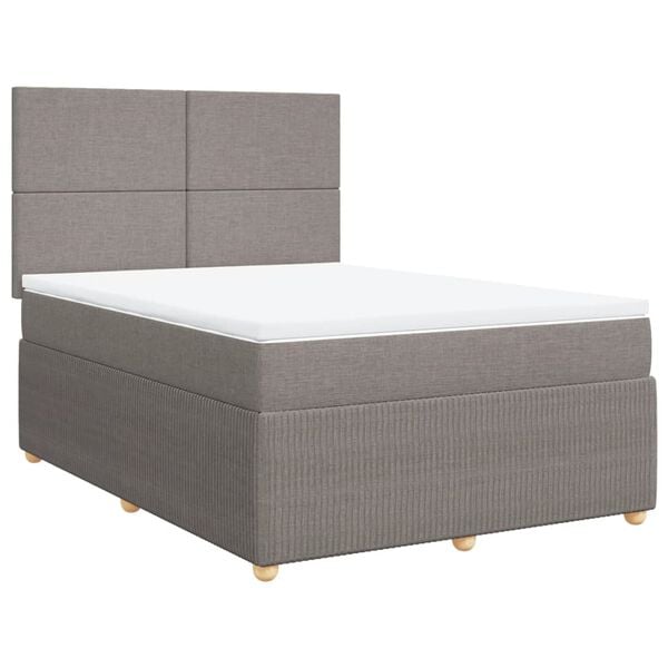 vidaXL Boxspring met matras stof taupe 140x190 cm