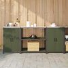vidaXL Keukenopslag set met plank 3 pcs Olijf Groen Koudgewalst staal