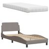 vidaXL Bed met matras "Hanko" stof taupe 90x200 cm