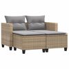 vidaXL Tuinbank 2-zits met voetenbanken poly rattan beige
