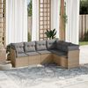 vidaXL 6-delige Loungeset met kussens poly rattan beige
