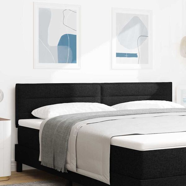 vidaXL LED Hoofdbord met LED-striplichten Zwart 180 cm Polyester