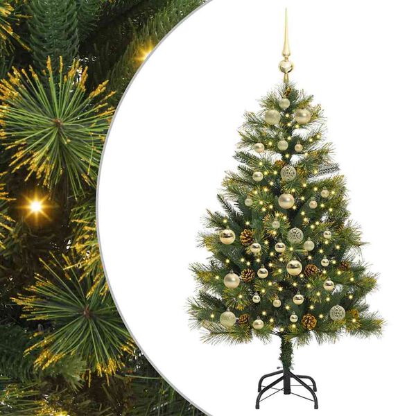 vidaXL Kunstmatige Scharnier Kerstboom met Cones Groen 150 cm