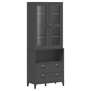 vidaXL Hoge kast VIKEN 80x40x200 cm massief grenenhout antracietgrijs