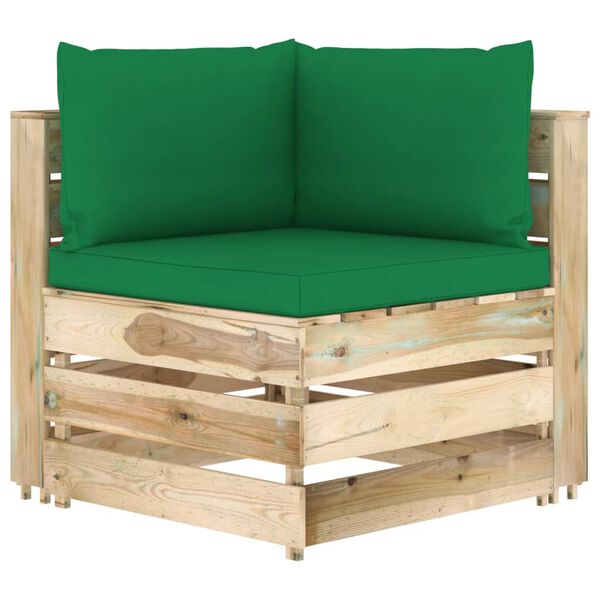 vidaXL 6-delige Loungeset met kussens groen ge&iuml;mpregneerd hout