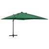 vidaXL Zweefparasol met paal en LED-verlichting 300 cm groen