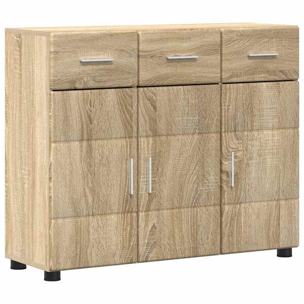vidaXL Dressoir FLORIN Sonoma Eiken 88,5 x 30,5 x 73 cm Bewerkt hout