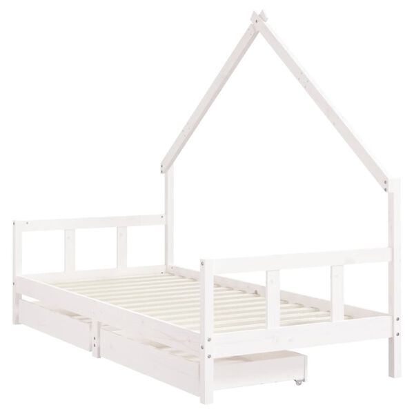vidaXL Kinderbedframe met lades 90x190 cm massief grenenhout wit