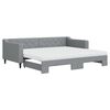 vidaXL Slaapbank onderschuifbed en matrassen 90x200 cm stof lichtgrijs
