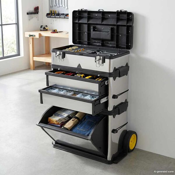vidaXL Gereedschapswagen verrijdbaar 3-delig