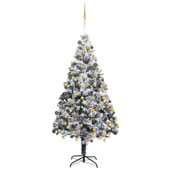 vidaXL Kunstkerstboom met 300 LED Wit 180 cm PVC en Staal en Kunststof