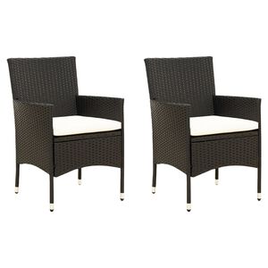 vidaXL Tuinstoelen 2 st met kussens poly rattan zwart