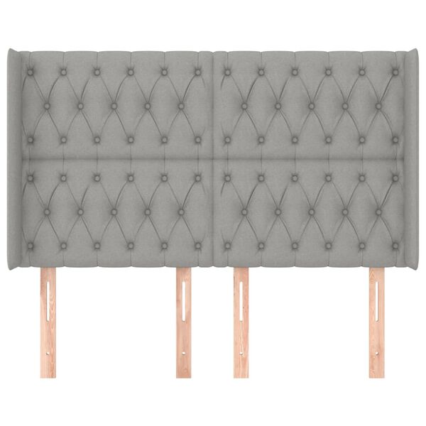 vidaXL Hoofdbord met randen 147x16x118/128 cm stof lichtgrijs