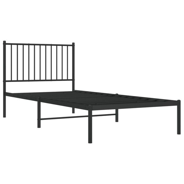 vidaXL Bedframe met hoofdbord metaal zwart 90x200 cm