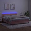 vidaXL Boxspring met matras en LED fluweel roze 160x200 cm