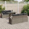 vidaXL Tuin Sofa Set met kussen met opslag 7 pcs Grijs Poly Rattan