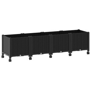 vidaXL Tuinschaal met wielen Zwart 160 x 40 x 44 cm PP