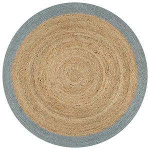vidaXL Vloerkleed handgemaakt met olijfgroene rand 90 cm jute