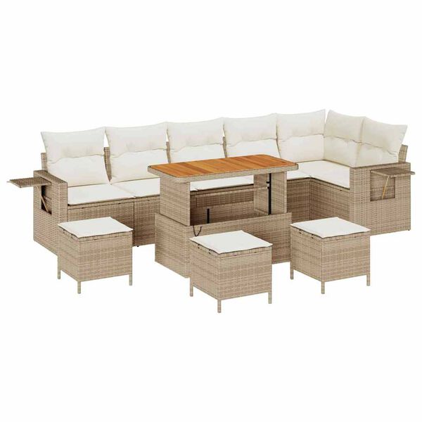 vidaXL Tuinbankenset met kussen 12 pcs Beige en Cr&egrave;me poly rattan