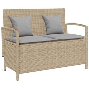 vidaXL Tuinbank met kussen poly rattan beige