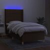 vidaXL Boxspring met matras en LED stof donkerbruin 100x200 cm