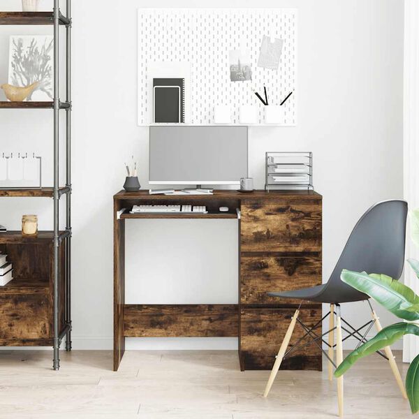 vidaXL Bureau 90x45x76 cm bewerkt hout gerookt eikenkleurig