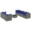 vidaXL 8-delige Loungeset met kussens poly rattan grijs
