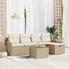 vidaXL Tuin Sofa Set met kussen 6 pcs Beige en Crème poly rattan