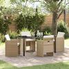 vidaXL Tuin eettafelset met kussen 5 pcs Beige poly rattan