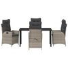 vidaXL Tuin eettafelset met kussen 5 pcs Lichtgrijs poly rattan