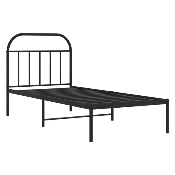 vidaXL Bedframe met hoofdbord metaal zwart 90x200 cm