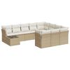 vidaXL 11-delige Tuinset met kussens poly rattan beige