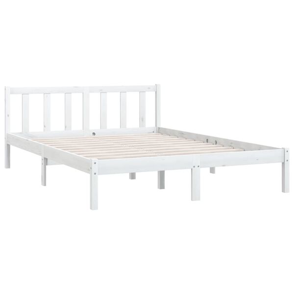 vidaXL Bedframe massief grenenhout wit 140x200 cm